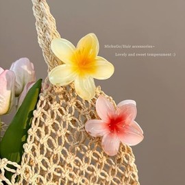 Aucuu Flower Hair Clips, Pack of 8 Flower Hair Clips, Multicoloured Acrylic Hair Clip, Non-Slip Hair Clips, Strong Hold, Hawaiian Hair Clips, Flower Hair Clips, Hair Pin Flower Gripper