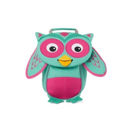 Affenzahn Little Friend Bundle with Water Bottle and Lunch Box, Kita Backpack Set for 1-3 Years Old, Owl - turquoise