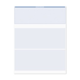 Blank Blue Computer Checks / 8.5" x 11" Blank Business Checks / 250 Laser and Ink Jet Checks with Perforated Vouchers/Made in The USA