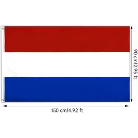Dutch Flag,Netherlands Flag,90 * 150 cm(3 * 5FT),Polyester Thickness, Fade Resistant, Brass Grommets, Canvas Header, Indoor/Outdoor, Vibrant Colors,Not Fear of Rain and Snow