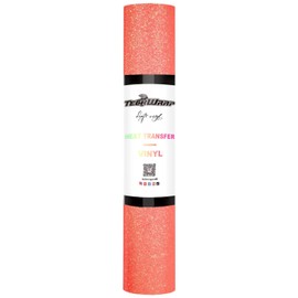 TECKWRAP Glitter Heat Transfer Vinyl Roll - HTV Iron On Flex Film 152 cm x 30 cm (Neon Peachy)