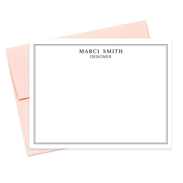 Double Bordered Personalized Stationery Note Cards, Custom Stationary
