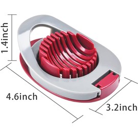 Plastic Egg Slicer with Stainless Steel,Boiled Egg Cutter,Egg Separator,Wire Egg Slicer, Multifunctional Egg Cutter for Evenly Slicing Boiled Eggs Ham Banana and Strawberry,Red