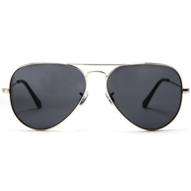 SAMBA SHADES Unisex Classic Military Pilot Sunglasses - Glen & Ivy Sky Inspired - Silver Chrome