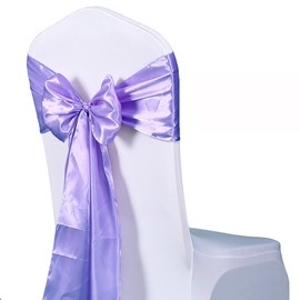 WENSINL Pack of 50 Wedding Satin Chair Sashes Lavender Bows 7x108inch Ribbon Fabric Bands for Banquet Party Hotel Restaurant Ceremony Event Chairs Knots Ties Decorations - Lavender, 50PCS