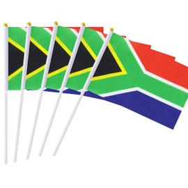 5 Pack South Africa Mini HandHeld Stick Flag,Suitable For Various Holiday Parties,And National Flag Day.