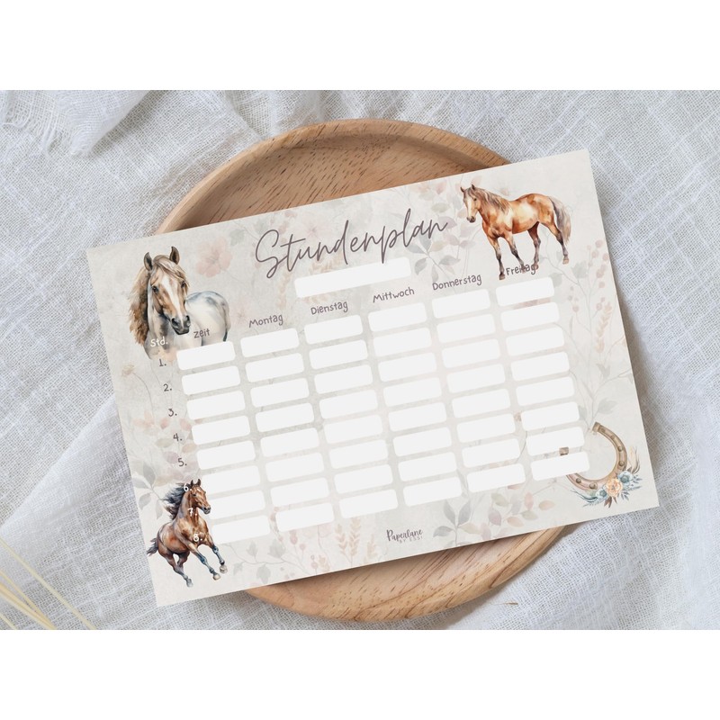 Horse timetable magnetic wipe clean for fridge and whiteboard, boho