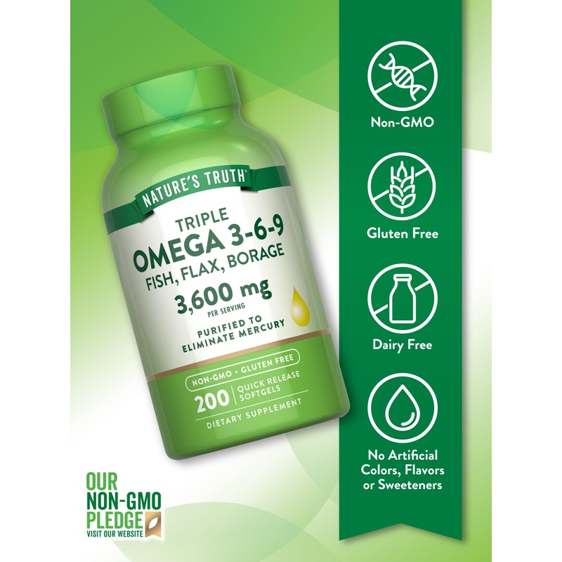 Nature's Truth Triple Omega 3 6 9 | 3600mg |