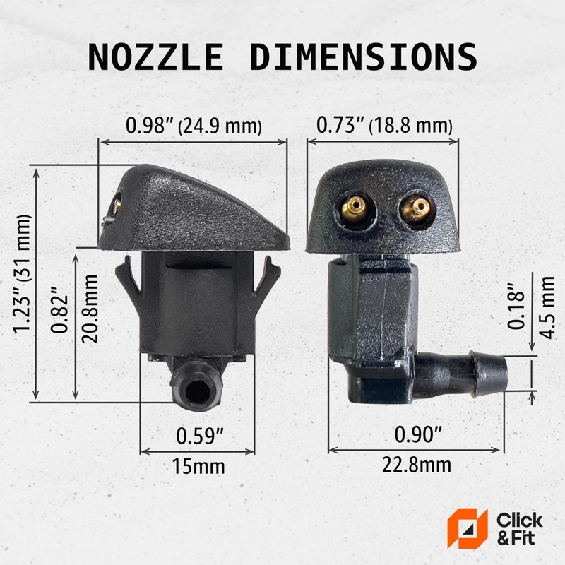 Click&Fit 2-pcs Windshield Washer Nozzles Compatible with Mazda 3 MK1