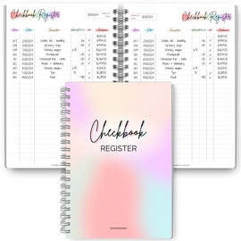 Checkbook Register for Finance Planning | Accounting Ledger Log Book for Personal and Work, Bills, Expenses, Credit Card Spending Tracker | A5 Pastel Rainbow