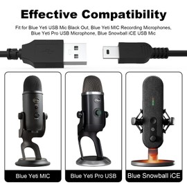 Mini-USB-Kabel Ersatz für Blue Yeti-Mikrofon, USB A 2.0 auf Mini B Ladekabel für Blue Yeti, Blue Yeti Pro, Snowball iCE Microphones, Netzkabel USB A Male zu Mini USB Datenübertragungskabel (80cm)