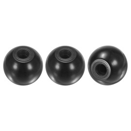 M METERXITY 3-Pack Threaded Ball Knobs, M6 Female Thread 25mm Dia. Thermoset Ball Knob for Lathe/Machine/Lawn Mowers, Round Phenolic Lever Handle [Black]