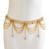 Metal Beaded Link Chain Belly Belt,Gold Multi-layered Tassel Waist Chain