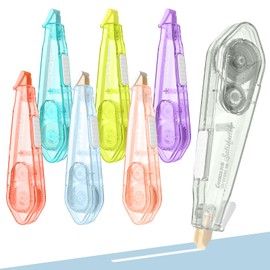Temiary 7 Pcs White Out Pens, Colorful Correction Tape Pen for Instant Correction, 1/5" X 314", Easy to Use, Comfortable Pen Shape Applicator for Office School Supplies