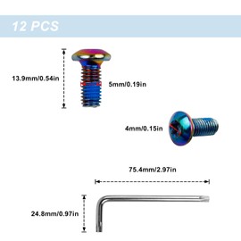 DEANKEJI Bicycle Bolts, Pack of 12 Brake Disc Screws Bicycle, M5 × 10 mm Stem Screws with Wrench, Brake Disc Screws Bicycle for Bicycles of All Types, Mountain Bikes