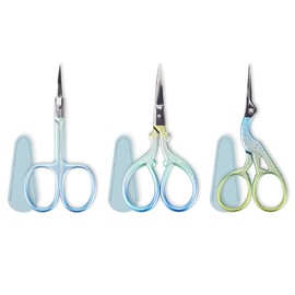 3PCS Embroidery Scissors Stainless Steel Small Craft Scissors for Sewing Needlework, Threading Cutting, Handicrafts Trimming with Leather Protective Case