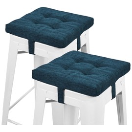 baibu 12 Inches Square Seat Cushion Set of 2, Super Soft Bar Stool Square Seat Cushion with Ties- 2 Pads Only, Dark Blue (12'' (30CM))
