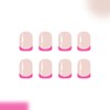 Pink French Tip Press on Nails Short Square Fake Nails