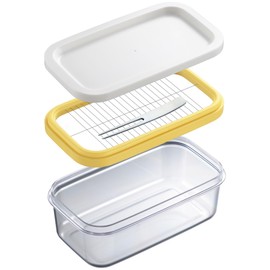 Akebono Sangyo Butter Case with Cutter and Fork for 200g, 5g Thin Slice Butter Case Made in Japan ST-3005