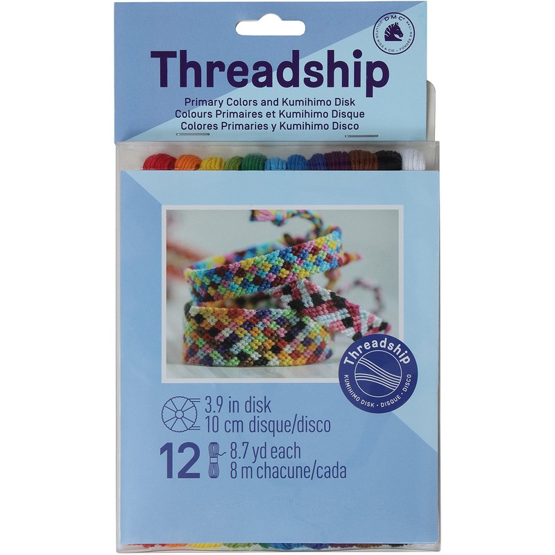 Pack 12 skeins and Round Kumihimo Tool