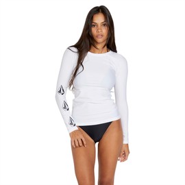Volcom Women's Standard Simply Core Long Sleeve Rashguard UPF 50+, White 1