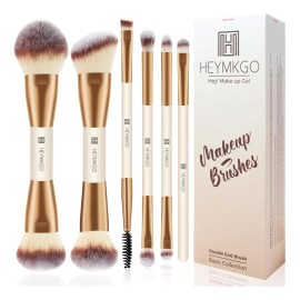 Set Brochas Maquillaje Doble 6pcs Profesional
