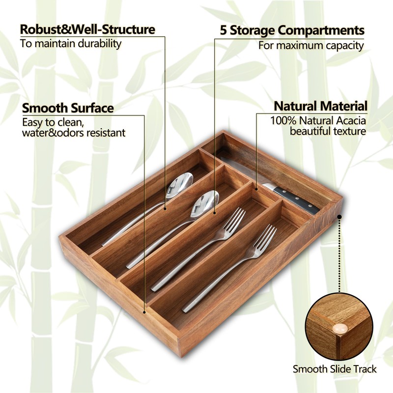 Silverware Organizer, 2 Pack 10 Inch Utensil Organizer Kitchen Drawer