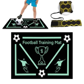 Football Training Mat 90x60cm Silent Football Mastery Mat with Training Belt Non Slip Dribble Ball Control Training Accessories for All Ages Football Skills Mat for Aldult Kids Football Training
