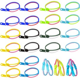LACHT 20 Zippers Bracelet Set Sensory Toys Stress Relief and Friendship Bracelets for Kids Fashion Jewellery and Perfect Birthday Party Gifts, Motivational Bracelets Children (Mixed Colour)
