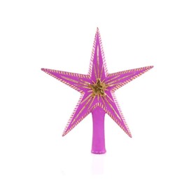 5 Point Double Star 8.25" Magenta Pink and Gold Christmas Tree Topper