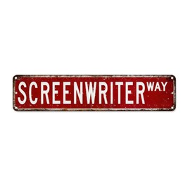 Screenwriter Vintage Metal Wall Decor Screenwriter Decor Professional Retro Vintage Tin Metal Sign Quality Street Metal Sign Retro Garage Signs For Men for Yard Garage Bar Coffee Garden Birthday Gift