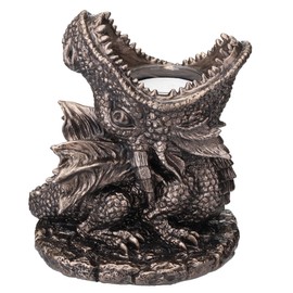 Veronese Design 5 1/4 Inch Dragon Breath Tealight Candle Holder Cold Cast Resin Bronze Finish Sculpture