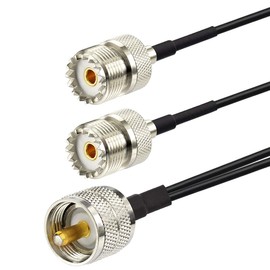 Superbat PL-259 Splitter Cable Pl259 to Dual SO239 Low Loss Splitter Cable (12 Inch RG174) for HAM Radio CB Radio Antenna Analyzer Dummy Load SWR Meter