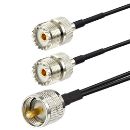 Superbat PL-259 Splitter Cable Pl259 to Dual SO239 Low Loss Splitter Cable (12 Inch RG174) for HAM Radio CB Radio Antenna Analyzer Dummy Load SWR Meter