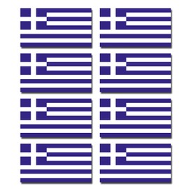 8 x Glossy Vinyl Stickers - Greece Greek Small Flag Flags Helmet Bike Motorbike #0194 (3cm Tall x 5.5cm Wide)