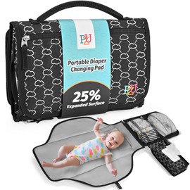 Changing Mat on the Go - Portable Changing Mat for Baby with Wipe Bag, Waterproof and Easy to Clean, Black