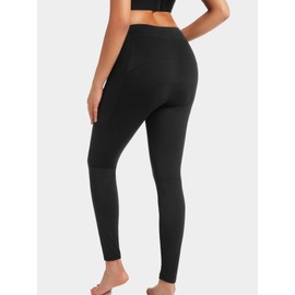 qualidyne Women's Cycling Pants 4D Padded, Compression Bike Tights with Side Pockets, UPF 50+ Sun Protection, Quick Dry Black