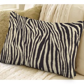 EKOBLA Decorative Lumber Cushion Case Zebra Striped Printed African Safari Skin Cotton Linen Farmhouse Throw Pillow Covers Cushion Case 12x20 Inches for Couch Sofa Home Decoration