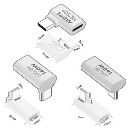 type-c 90 Degree Converter, USB C Adapter, Left & Right 3 Benders, PD100W Rapid Charging, 40Gbps Data Transfer, 8K @ 60Hz Video Output, Extension, Type-C, Type-C, Type-c Converter, USB C Connector,