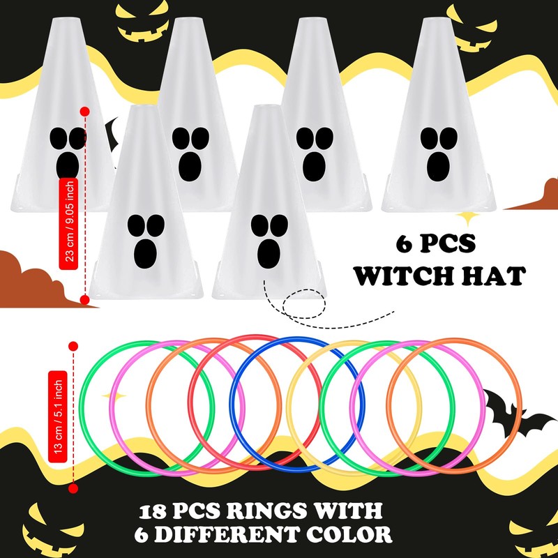 24 PcsHalloween Ring Toss Game Outdoor Carnival Party Games Include