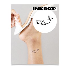 Inkbox Temporary Tattoos, Semi-Permanent Tattoo, One Premium Easy Long Lasting, Waterproof Temp Tattoo with For Now Ink - Lasts 1-2 Weeks, Pas une Baleine, 2 x 2 in