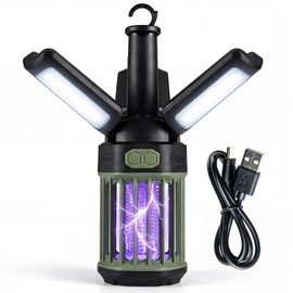 Tangkula 3-Petal Foldable Bug Zapper, Outdoor Mosquito Zapper Lamp with Adjustable Lighting Modes & Safety Netting, Portable Mosquito Trap Fly Zapper with Type-C Rechargeable for Camping, Patio, Yard