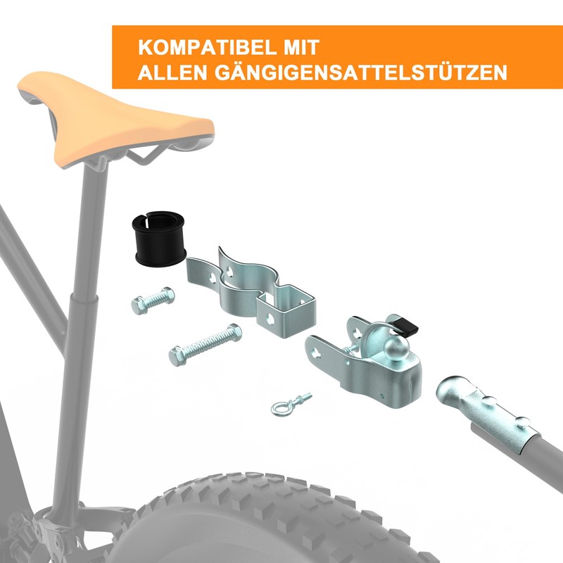 NICEDACK Towing Hitch for Bicycle, Coupling Load Trailer, Galvanised Steel