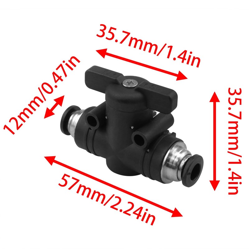 FINBe 6mm Push-in Ball Valve 1/4” x 1/4” OD Union
