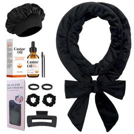 Heatless Curls, No Heat Curls Overnight Headband Cosmetics Castor Oil Organic (2oz) for Women, Black