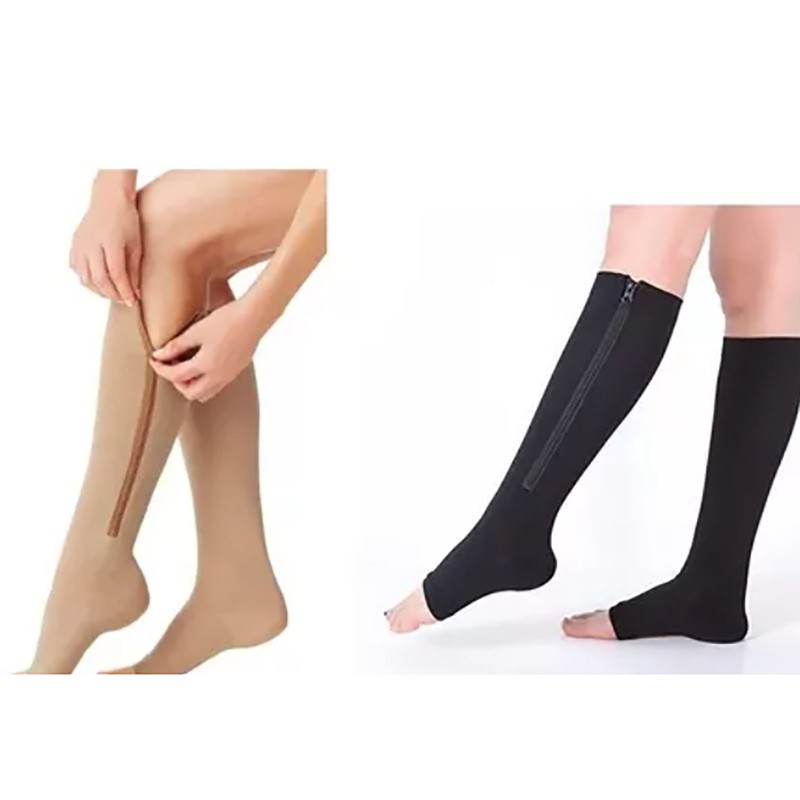 3 Pairs Zipper Compression Socks Nylon Open Toe Compression Socks