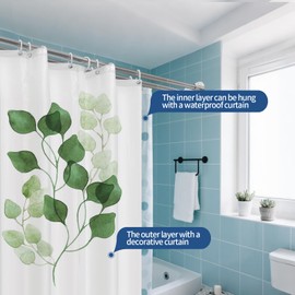 Anndason Double Shower Curtain Rod 28 to 75 Inches Elegant Double Shower Rod Adjustable Wall Mounted Double Shower Curtain Pole for Bathroom (Silver, 28 to 75")