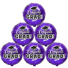 Class of 2025 Graduation Party Balloons，6PCS 18inch Congrats Grad Balloons Foil 4 Colors for Graduation Party Decoration Memorable Grad Celebrations (Purple)