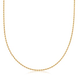 Barzel 18K Gold Plated Rope Chain Necklace - Made In Brazil (1.5 Milimeter, 20 Inches)
