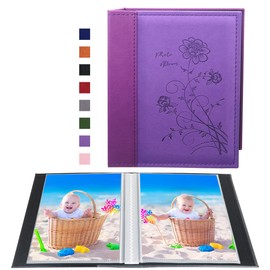 Miaikoe Small Photo Album 6x4 2 Packs, Each Pack Holds 50 Vertical Pictures, Slip in Top Loading Photo Albums Only 10x15cm for Artwork or Postcards Storage (Purple)